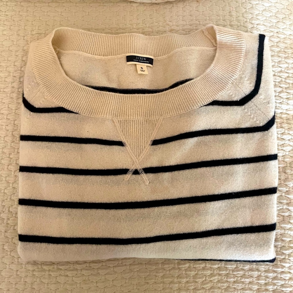 Off-white/white stripped cashmere J.crew sweater
